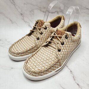 NWOT Twisted X Kicks Casual Flats Loafers Tan Canvas Boat Shoes Men's 7.5